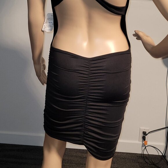 Sexy Women Black Mini Stretch Backless Dress with Rhinestone Accent Small N7872 - Picture 5 of 7